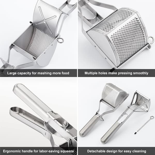 Potato Peeler, Potato Press and Stringer in Stainless Steel, Extra Large Potato Fryer, Ergonomic and Comfortable Handle.