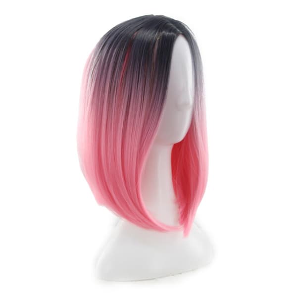 Rosa Gradient Bob Parykk Syntetisk Høytemperaturfiber for Kvinner