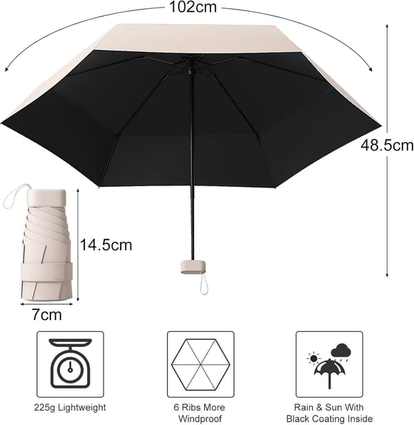 wxsp Mini Paraplyer, Mini Vikbara Reseparaplyer, UV-skydd Paraplyer, Kompakta Unisex Paraplyer - Lättvikt