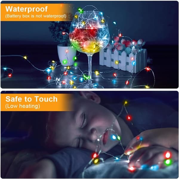 2 stk. LED-gardinlys, 5 m 50 LED-gardinlys, batteridrevne gardinlys, LED-lyskæder, lyskæder til fest, bryllup, værelse