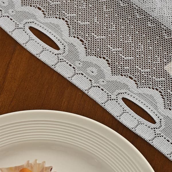 Modern Kitchen Curtains, Short White Curtains with a Delicate Floral Jacquard Pattern, Tulle Curtains