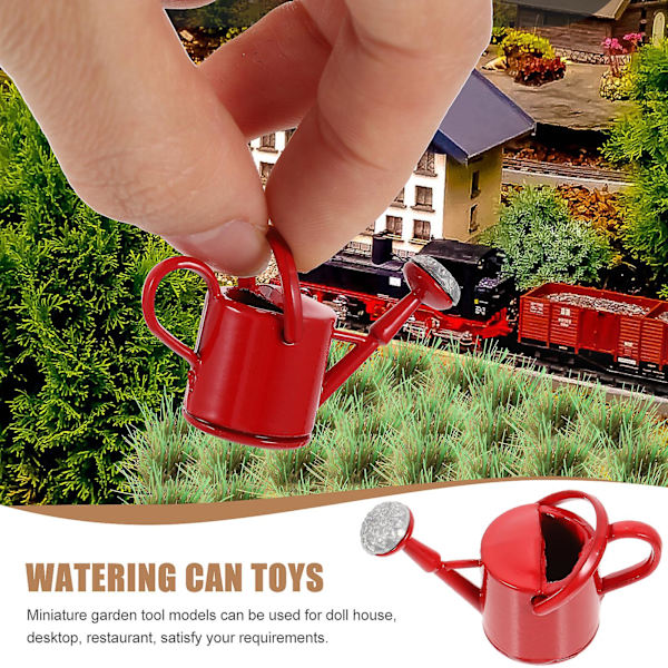 2 kpl Miniatyyri Kastelukannut Lasten Nukkekoti Koristeet Nukkekoti Väärennös Puutarhatyökalut Punainen 4x1.5x2.5cm Red 4x1.5x2.5cm