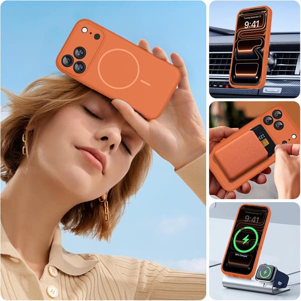 wxsp Magnetic Case for iPhone 17 Pro Max, MagSafe Compatible, Integrated Silicone Camera Control Protection, 3.0mm Thick Shockproof Drop Protection