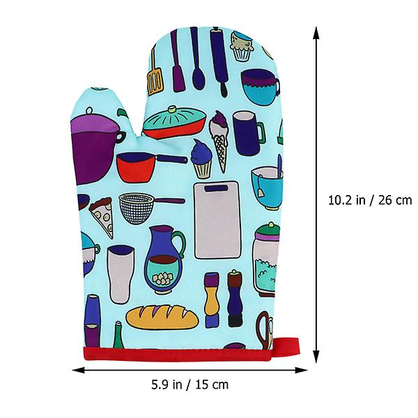 4 kpl Piirretty Mikroaaltouunin Uunihansikas Mattosetti Leivonta Lämpösuojaavat Hansikkaat Leivontamatto Värikäs 26x15cm Colorful 26x15cm