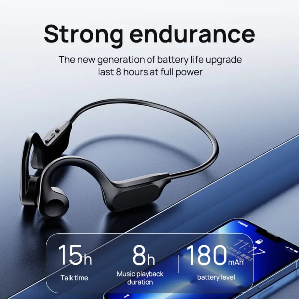 Benledningshörlurar, Bluetooth hörlurar med öppet öra med inbyggd mikrofon, vattentätt trådlöst sportheadset för löpning och träningspass