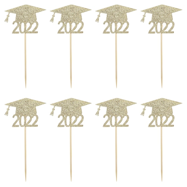 24 stk. Sygeplejerskegaver Graduation Cap Dekorationer Grad Cupcake Toppers Senior Year Golden 12x6cm Golden 12x6cm