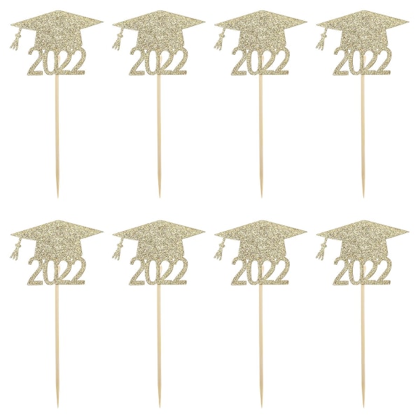 24 stk. Sygeplejerskegaver Graduation Cap Dekorationer Grad Cupcake Toppers Senior Year Golden 12x6cm Golden 12x6cm