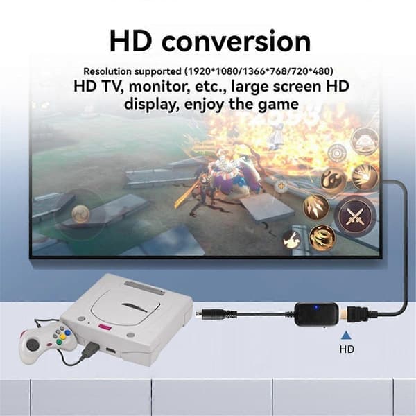 For Sega Saturn to HDMI-compatible Converter Cable HDTV Display Adapter for Sega Saturn Games