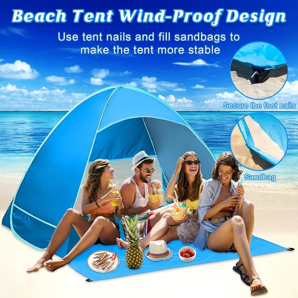 Pop Up Beach Tent, UPF 50+ UV Sun Protection, Self-Supporting Windbreak, with Carry Bag and Pegs