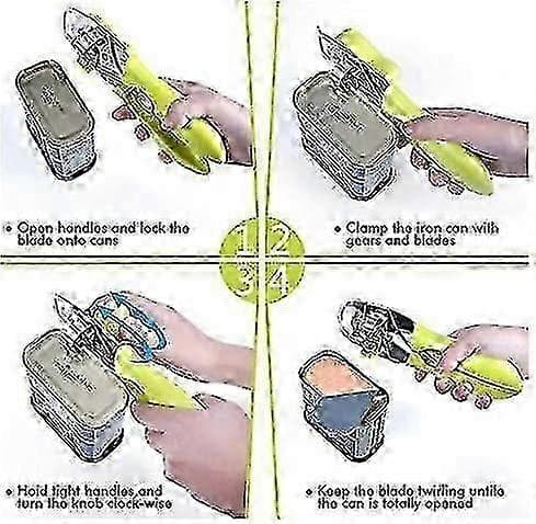 Manual Can Opener, Safe and Smooth Can Opener, with Non-Slip Handle and Handheld Can Opener