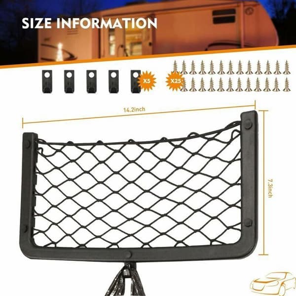 5-piece storage net for RV, car trunk organizer 36 x 18 cm, pocket storage