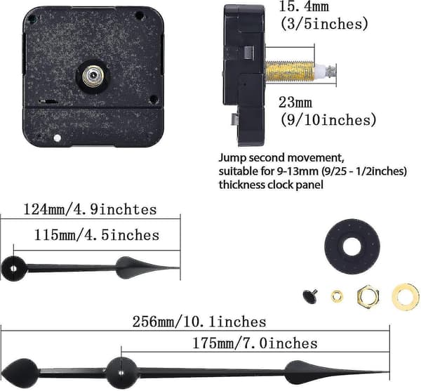 Long Shaft High Torque Clock Movement with 7-inch Spade Hands [DB]