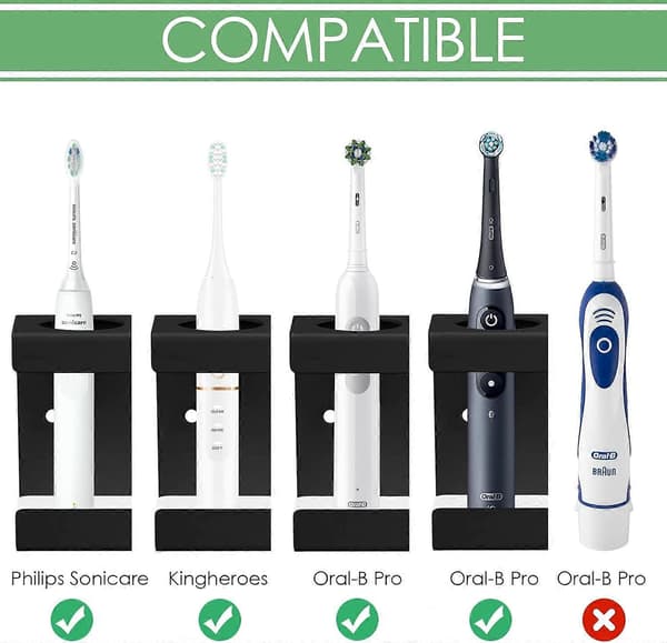 Wall Mounted Electric Toothbrush Holder, Toothbrush Rack with Diatomite Tray, Compatible Toothbrush Stand