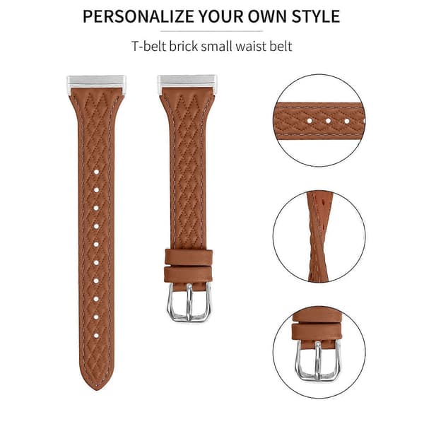 Top-grain læderurrem med diamantmønster til Fitbit Versa 3/Sense Flerfarvet stil E Multicolor Style E