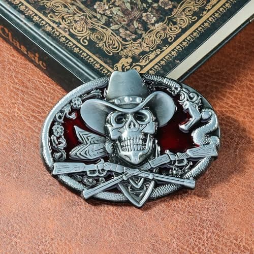 2 stk. Ghost Skeleton Skull Bæltespænde til Mænd Amerikansk Native Western Cowboy Bæltespænde