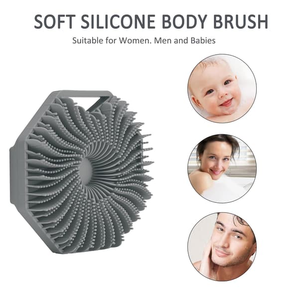 Silikonkroppsborste, skonsam kroppsskrubb, duschborste, exfolierande rengöringsborste, dusch-badborste