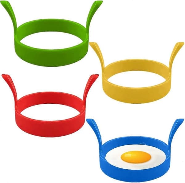 4-pakke silikon eggformer eggringer 7,9 cm non-stick eggformer