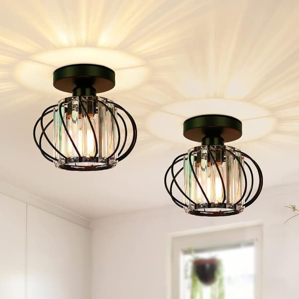 2-pak Moderne Krystal Loftlampe Sort Inkluderer 2 Pærer