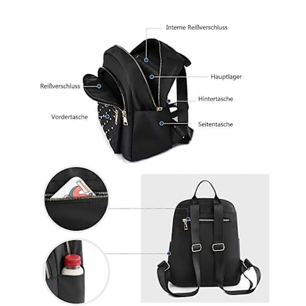 Women's Small Elegant Nylon Shoulder Bag Anti-theft School Backpack Ladies Backpack Leisure Pack Modern City Backpack Handbag