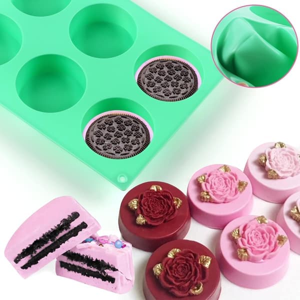 2 stk Oreo Cookie Chokolade Silikoneforme, 12-hullers Runde Cylindriske Oreo Chokoladeovertræksforme til Slik, Silikonebageforme til Blå-2stk Blå-2stk Blue-2Pcs
