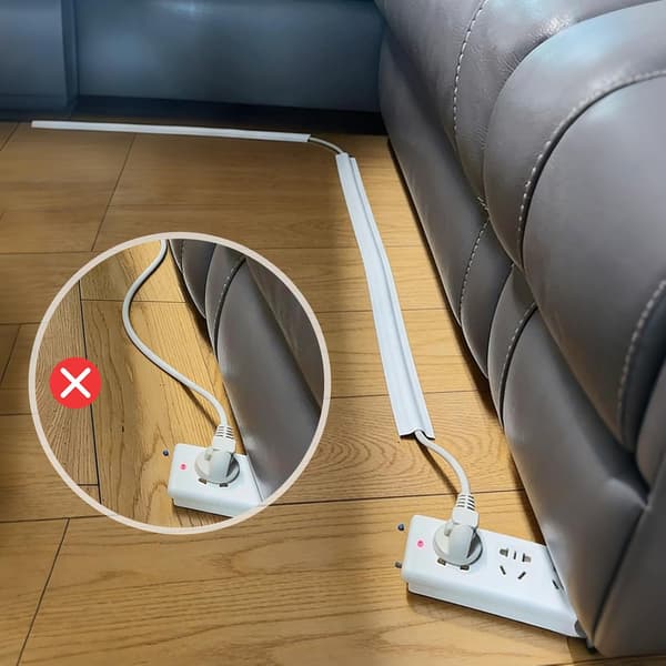 Flexible Cable Protector - 5 m - White - Self-Adhesive - Cable Management - For Walls, Floors, Home, Office, Garage