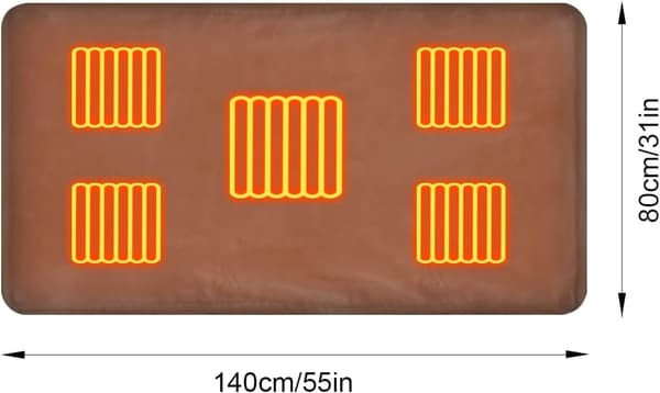 Electric Blanket, 150 x 85 cm, Flannel Heating Blanket, Fast Heating and 3 Heat Settings, Soft and Comfortable, USB Powered Heating