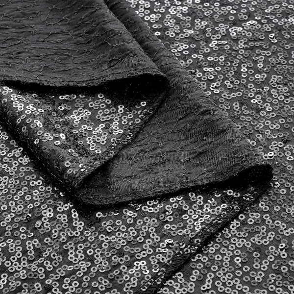 Sort Glitter Sequin Baggrundsforhæng 8x10ft til Fest Fødselsdag Bryllup Fotografering Hjem Dekoration, Baggrund 2 Panel 4x10ft