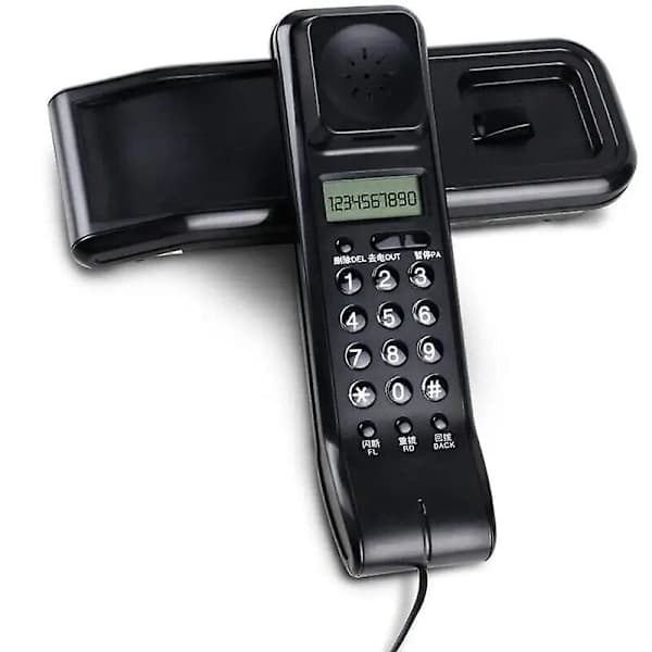 Trimline Trådbunden Telefon med Dubbel LCD-Display, Nummerpresentation, Dubbla System, Justerbar Ringsignalvolym, Skrivbords- och Väggtelefon för H...