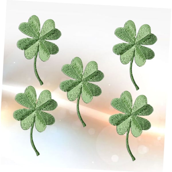 5 stk Planteklistremerker Motejakke Paljettjakker Tegneseriestoffklistremerker Irsk brodert lapp Stryk på reparasjon Grønn broderilapp
