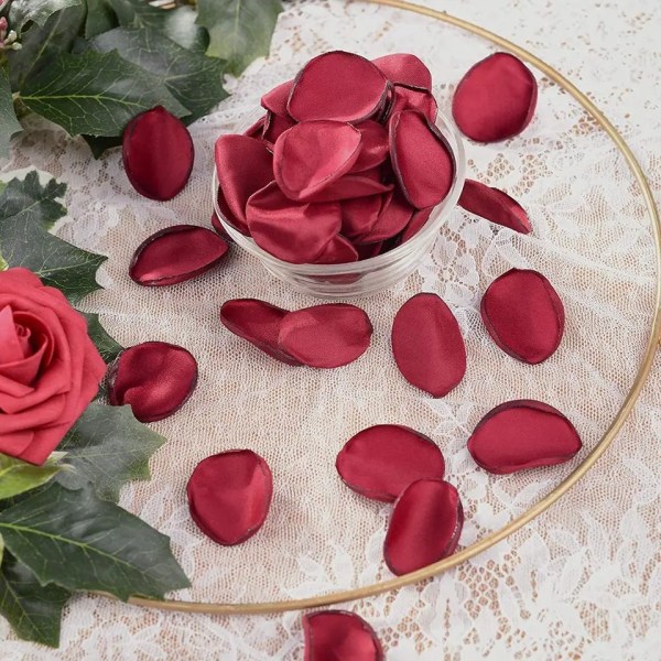 400 stk Silke Roseblader Burgunder Kunstige Blomsterblader Blomsterpike for Bryllup Romantisk Kveld Valentinsdag Fest Middagsbordet