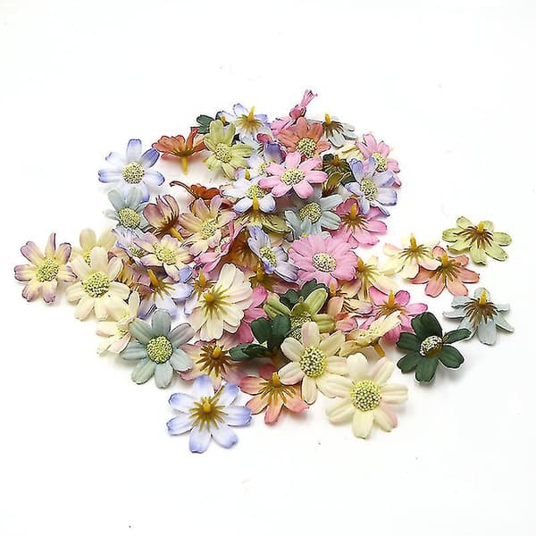 100 stk 4,5 cm Mix Kunstig Blomst Lille Daisy Kunstig Blomst
