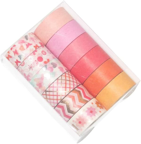 12 Rullar Washi Tejp Set Maskering Dekorativ Tejp (Rosa Mix)
