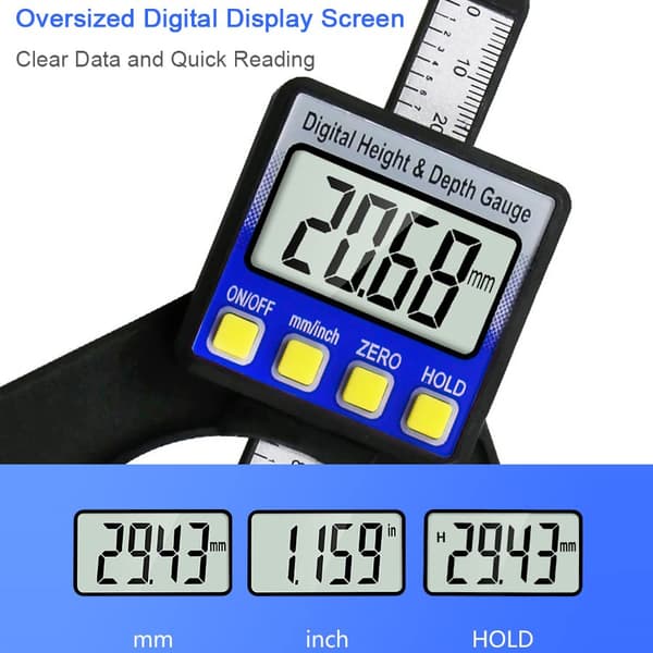 80 mm digital dybdemåler, højdemåler, LCD-display målelære til bordsav, tykkelsesmåler