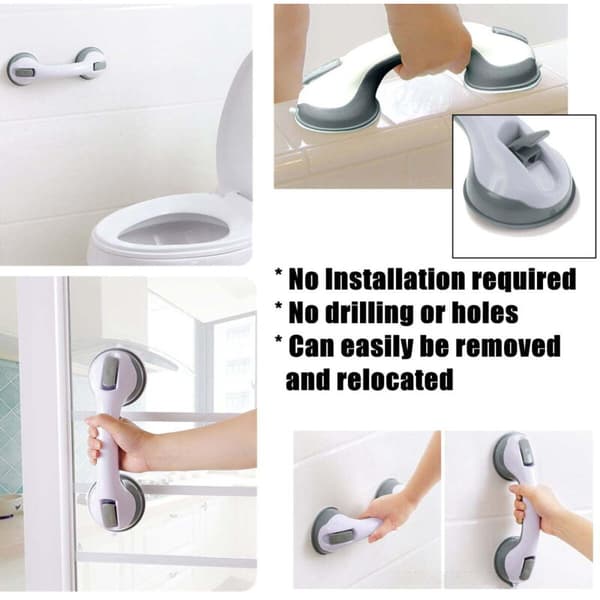 Shower Handle with Powerful Suction Cups - 30.5 x 8.9 cm - Secures Bathtub and Shower - Easy Drill-Free Installation