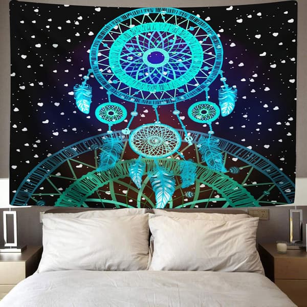 1 stk drømmefanger blå, 200x150 cm drømmefanger billedvev veggteppe