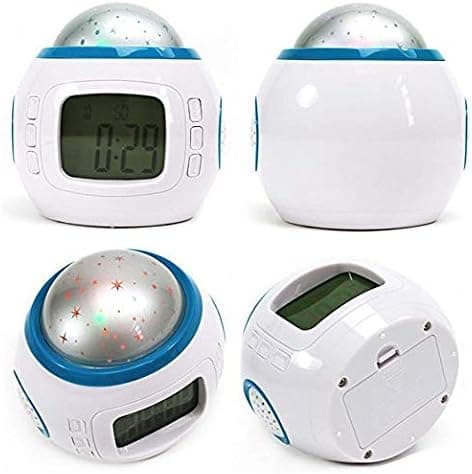 Stjerneprojektor med musik, kalender, timer og termometer
