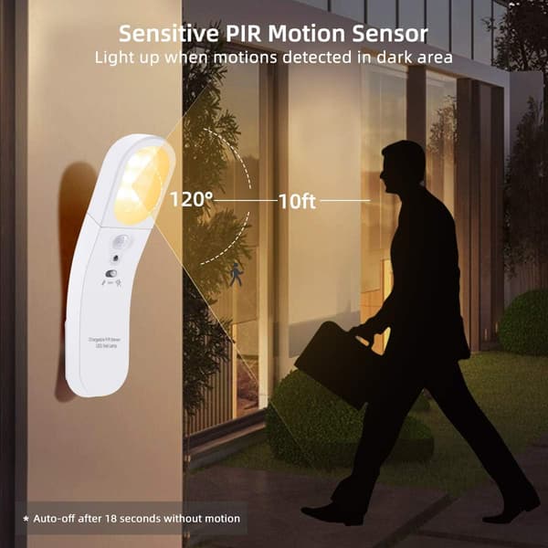 Automatisk LED-nattlampe 3 moduser USB-oppladbar lampe med bevegelsessensorlampe Varm hvit