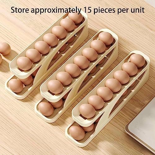 36.5x8.5x10.8cm Egg Storage Holder - Refrigerator Egg Dispenser | Double-Layer Refrigerator Egg Storage | Egg for 15 Eggs