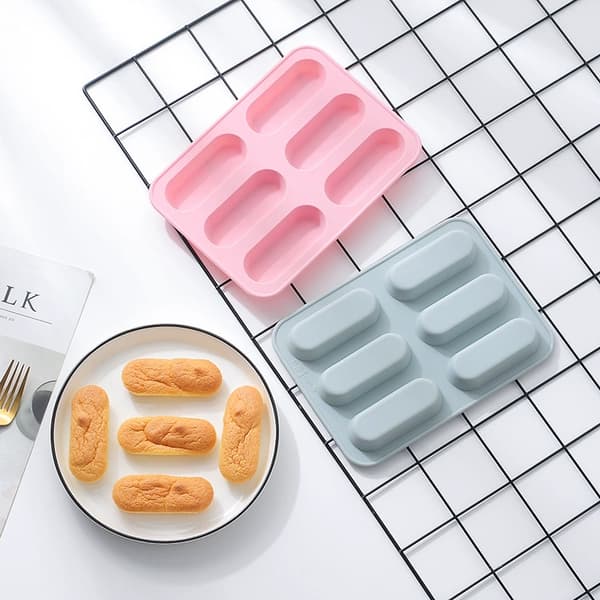 Stykker Mini Silikon Brødform, Liten Baguetteform, Liten Brødform, 6 Rom, Non-Stick, for Fransk Brød, Mini-kaker, Brød, Kjøttpudding