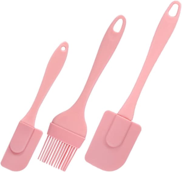 3 stk silikonspatelsett lette non-stick bakeskrapere med oljebørste