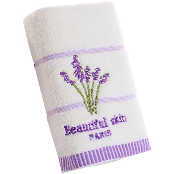 70x140 cm broderede lavendel aromaterapi badehåndklæder toiletlagner (hvid)