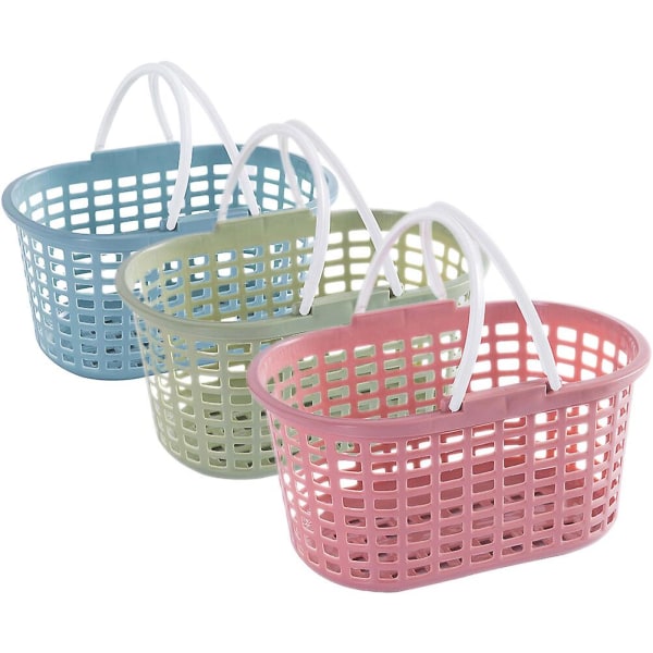 3 stk Bærbar Dusjkurv Tote Plast Oppbevaringskurv Med Håndtak Baderomsprodukter 24.5x16.5C 24.5x16.5CM