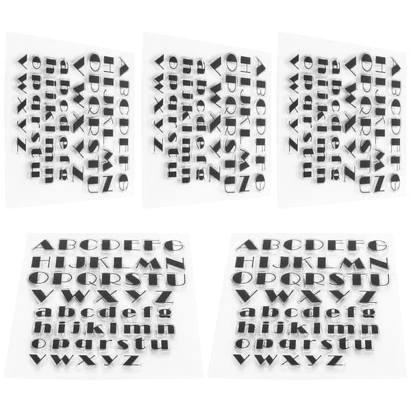 5 Pcs Transparent TPR DIY Journal Scrapbooking Alphabet Rubber Stamps Set 52 Uppercase Lowercase
