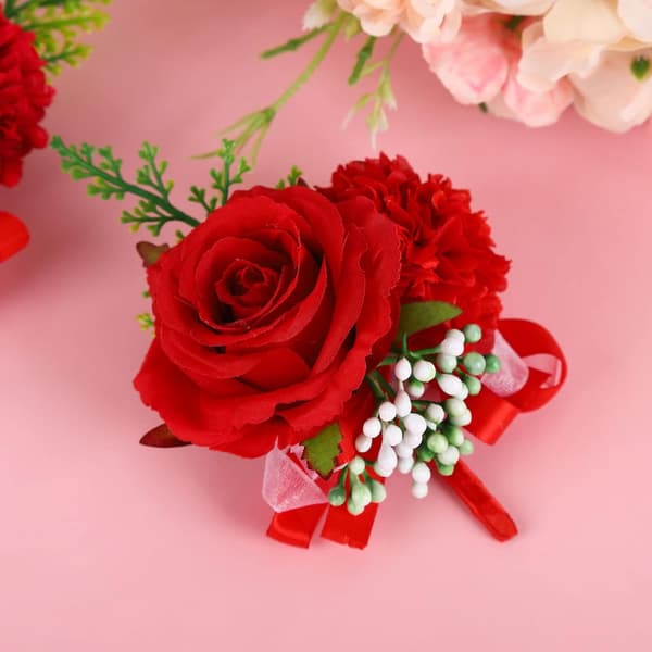 4 stk. roser brudgom blomst boutonnieres til bryllup, gallafest, kostumedekoration