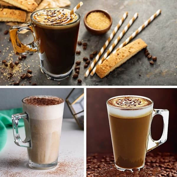 Large Latte Glasses Coffee Cups - 375ml - Gift Box with 2 Latte Glasses