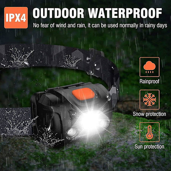 Huvudlampa LED Röd Vit Ljus Huvudlampa AAA Batteri Huvudlampa Vattentät 4 Lägen Huvudlampa För Barn Vuxna Camping Löpning Jakt Fiske