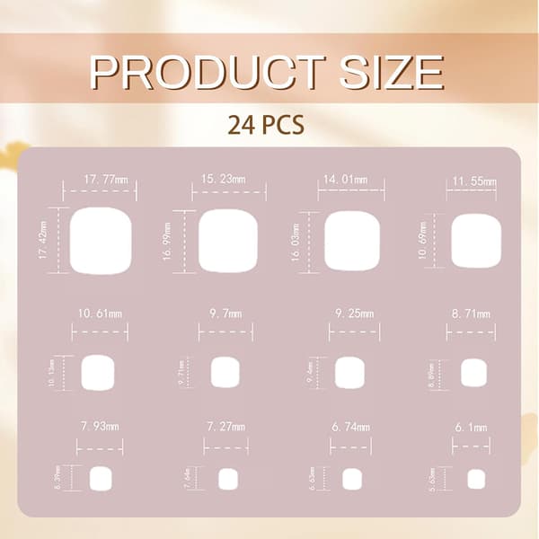 24 pcs press-on toenails, full acrylic false nails with glue and rhinestones