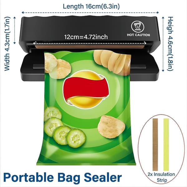 Mini Bag Sealer Portable Vacuum 5 Settings Rechargeable USB for Food and Chip Storage [Ho]
