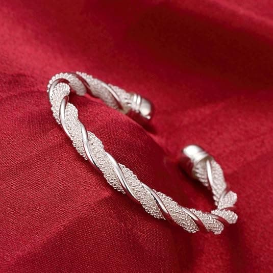 Armbånd i rustfritt stål, enkelt og åpent armbånd for kvinner og jenter sølv silver