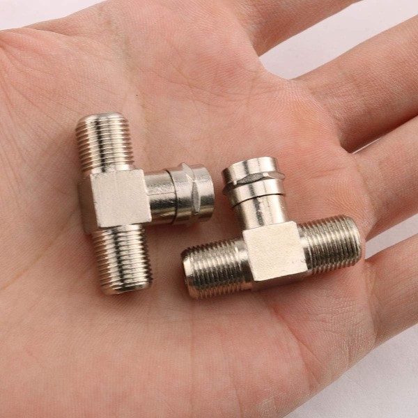 2-pak Zink Legering Han til Dobbelt Hun 3-vejs Splitter Adapter Han til 2 Hun Koaksialkabel Stik F-Type Stik